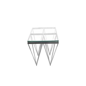Elegant Collections Silver Clear Pyramid Side Table
