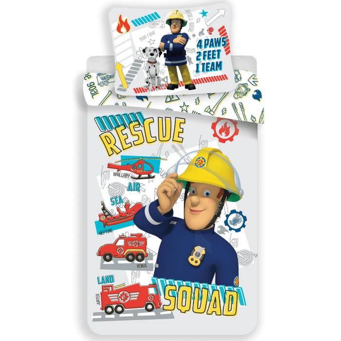 Fireman Sam Kids Cotton Quilt Cover Set For Toddler Bed
