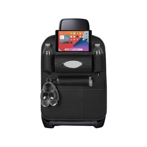 SOGA Black Car Backseat Organizer – Waterproof PVC for Travel & Kids