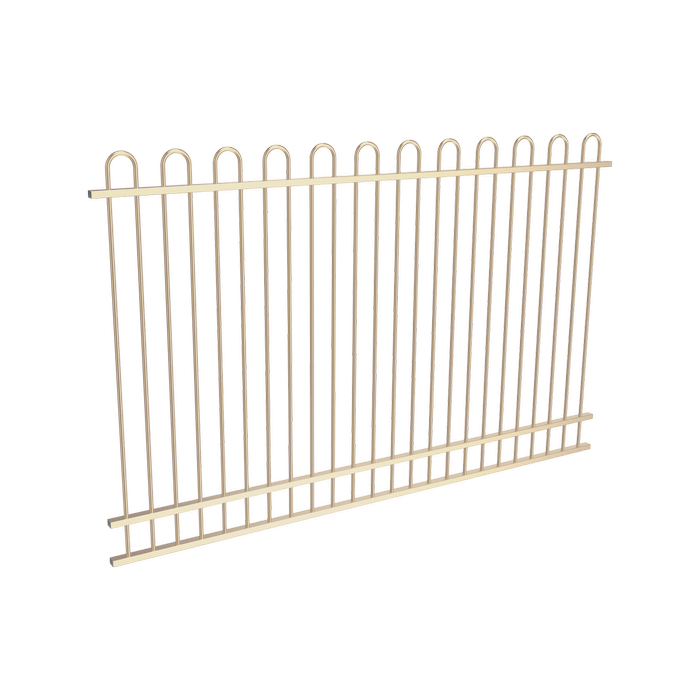 ProtectorAl 1201 - 2399 x 1500mm Primrose Aluminium Loop Top Pool Fence Panel With Mid Rail