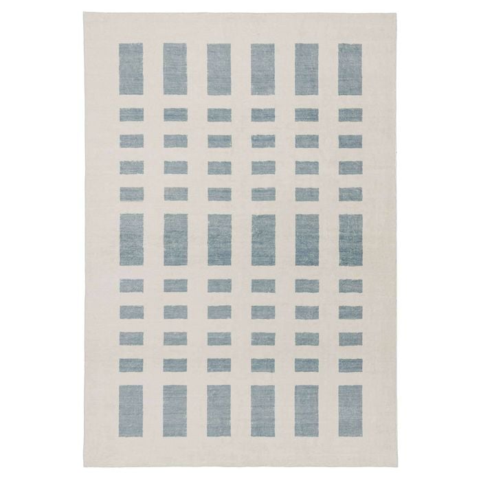 Loopsie-400cm X 300cm-wingate Blue Printed Washable Rug