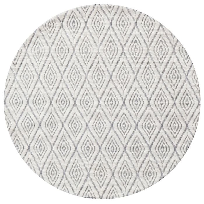 Contemporary Handwoven Wool Rug-Luxury 6408-Ivory Silver-150x150cm