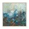 Artey | Blue and Bronze Dots VII - Framed Canvas - Natural Frame - 84 x 84cm