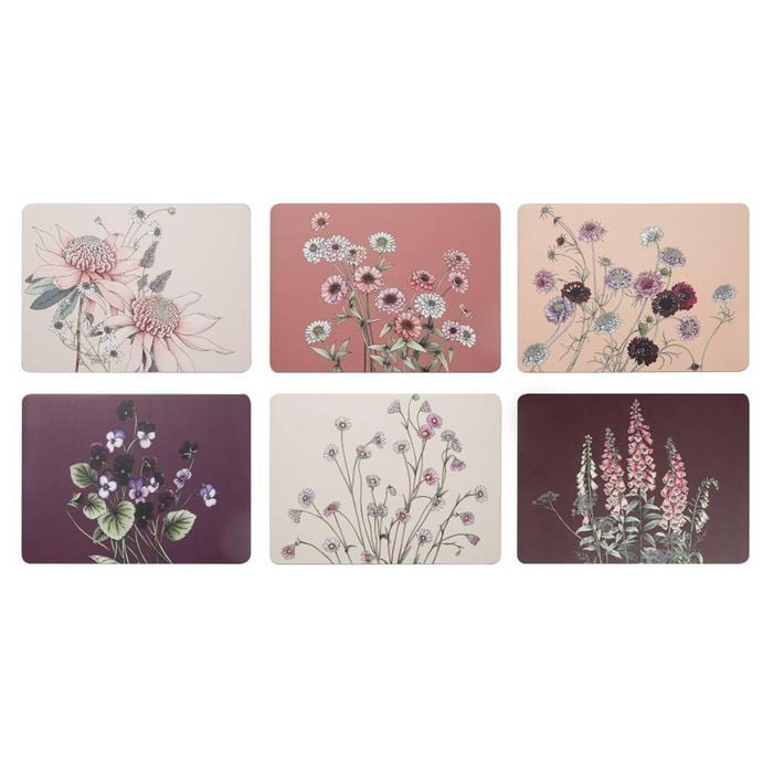 Ashdene Secret Garden Set of 6 Placemats - Pink
