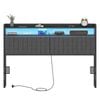 Ufurniture Headboard Upholstered Queen Size with 2-Tier Storage Outlets, USB Ports and LED Light Adjustable Height