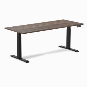 Desky Dual Melamine Sit Stand Desk Matte Black Frame 180cm