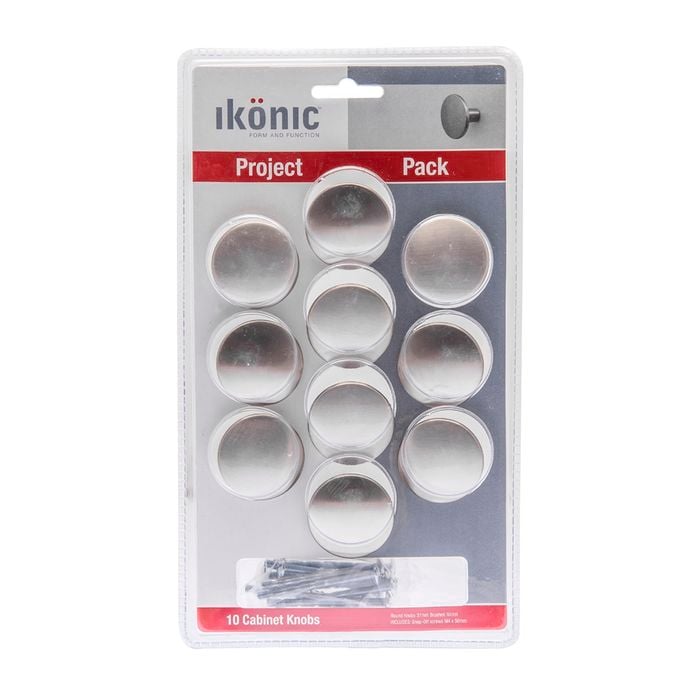 Ikonic 37mm Brushed Nickel Round Knob - Card of 10