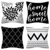 Set of 4 Luxton Abstract Home Lover Square Cushion Covers (Black)