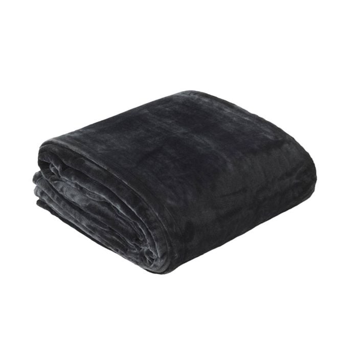 In 2 Linen 350GSM Plush Ultra Soft Velvet Touch Blanket Charcoal Super King