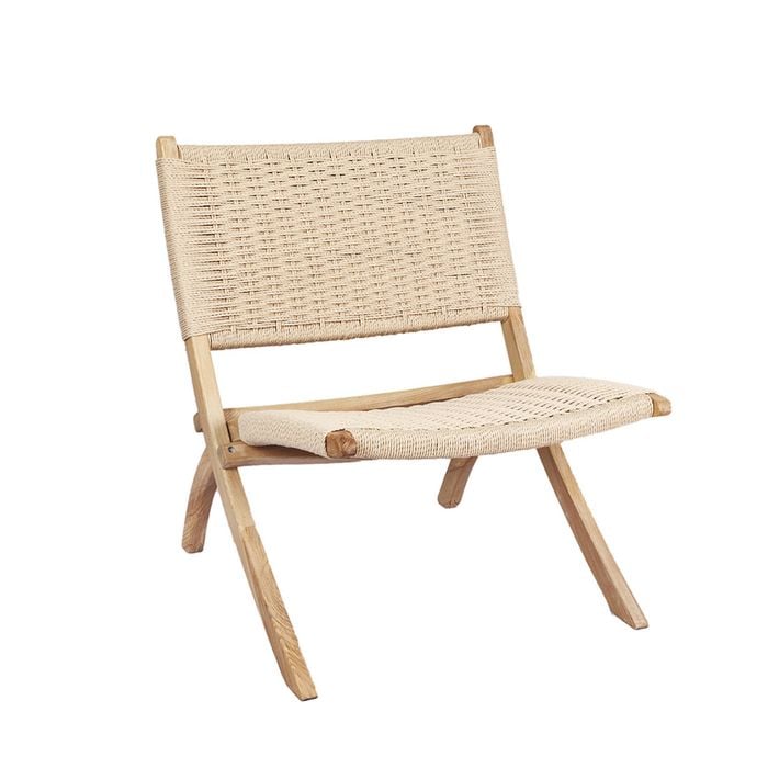 Levede Foldable Accent Chair Recliner Wooden Rattan Lounge Seat Ash
