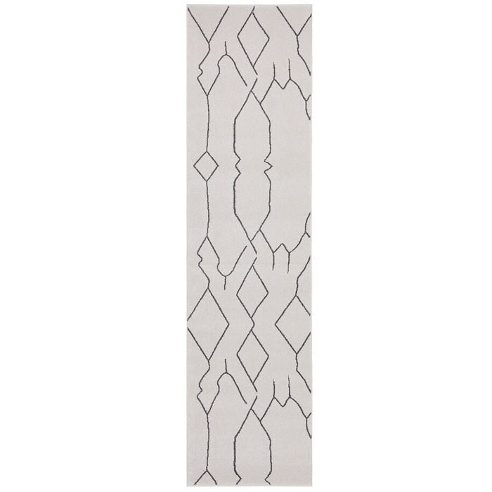 The Rug Connection Harley Ivy Grey Runner Off White 300x80cm - Medium Runner Pet Friendly Indoor Rug