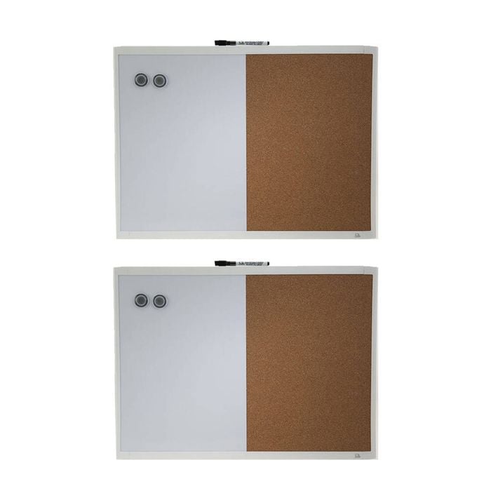 2pk Quartet 58x43cm Magnetic Combo White Board Cork/memo/note Wall Mountable