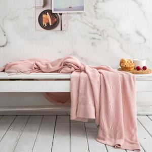 CottonMore Bamboo fibre knitted ice silk textile blanket Throw Rug 130x160cm - Pink