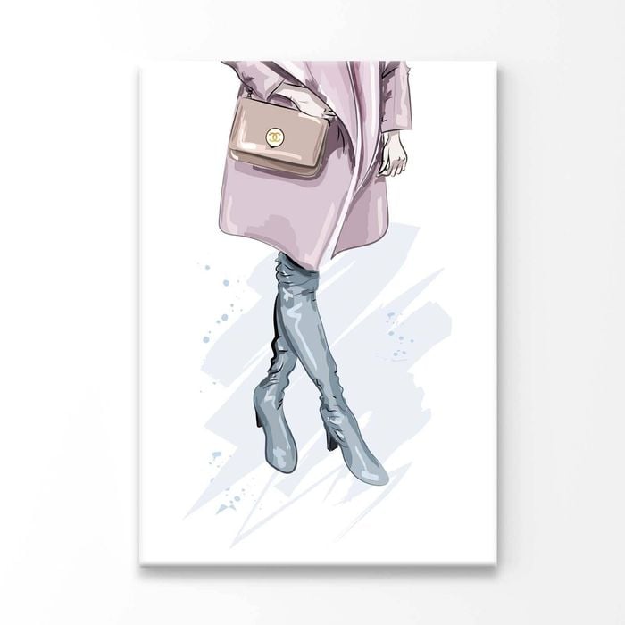 Pink Lady with Peach Colored Bag Print 100% Australian Made 60x90cm (Stretched Canvas)