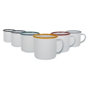 Argon Tableware 130ml Enamel Espresso Cup Set  - 6 Colours Metal Drinking Mugs Teacup Coffee Mug Set Hot, Cold Drinks Cups