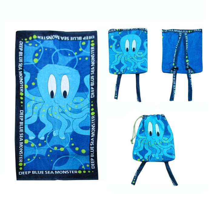 Extra Large Beach Towel N Bag Octopus 78 x 162 cm