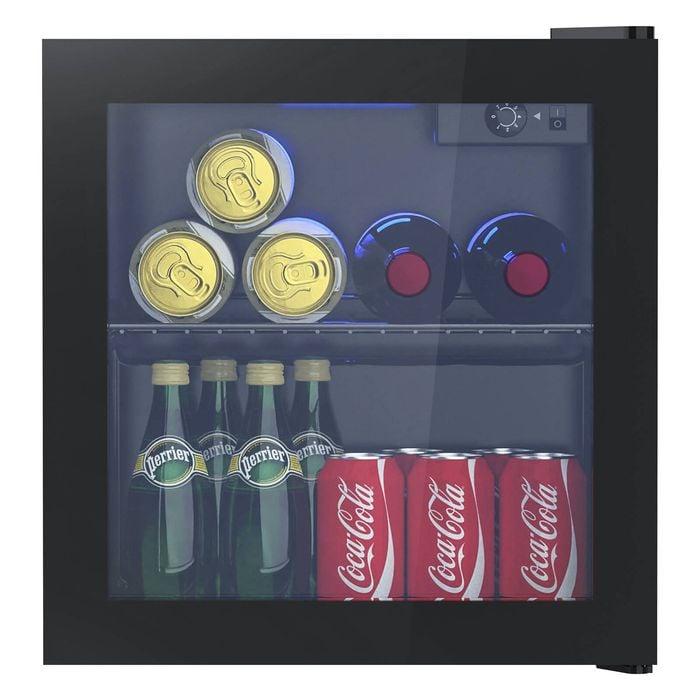 Advwin Mini Bar Fridge Glass Door, 36L Bar Fridge Beverage Refrigerator, Black