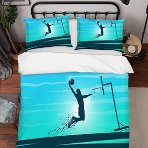 3D Blue Basketball Player Dunk Quilt Cover Set Bedding Set Pillowcases 52