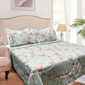 Hotel Living 3 Pce Light Weight Comforter Set Queen Corbett Floral Vintage