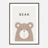 Galrie Charming Minimalist Bear Art Print - Ideal for Nursery and Kids' Rooms, Black Frame, 50 x 70cm (20 x 28inch)