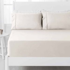 Hotel Living 250TC Polyester Cotton Fitted Sheet Set Ivory Double