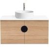 CIBO 900mm Oak Mornington Wall Hung Vanity With White Basin And Black Handle