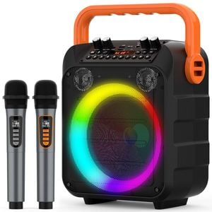 Advwin Karaoke Machine, Portable Singing Machine Karaoke with 2 Wireless Mics, Bluetooth 5.3, TWS Mode, 6.5" Woofer+2 Tweeter, C