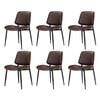 Oikiture Set of 6 Dining Chairs Retro Faux Leather Walnut