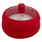 Microwave Vented Glass Cover and Multifunction Silicone Splatter Guard Lid - Red Small