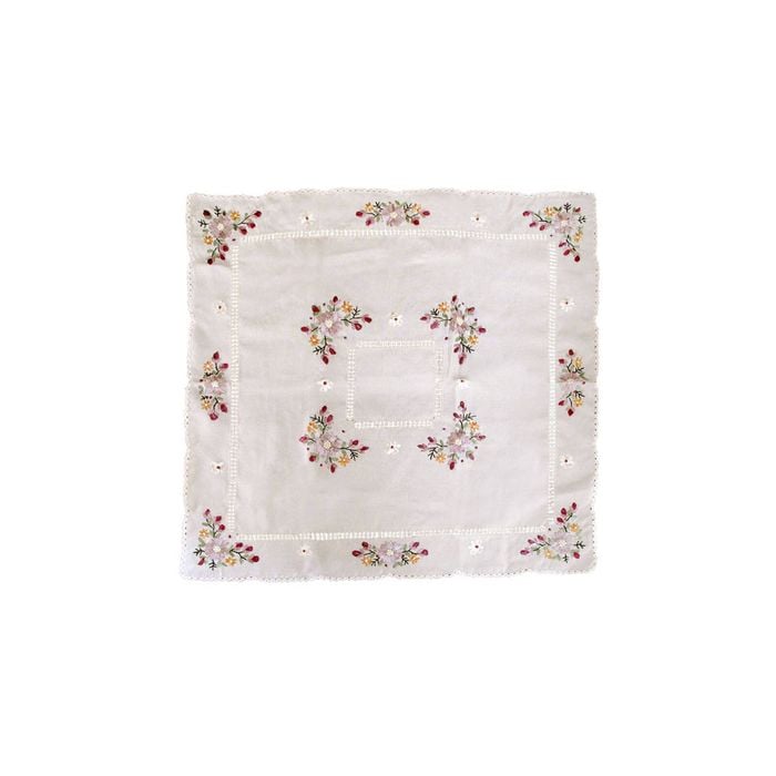 Victoriana Cream Applique Embroidered Table Topper 85 x 85 cm