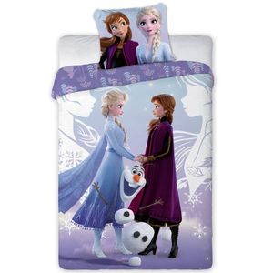 Disney Frozen Sisters Purple Cotton Quilt Cover Set - Single Bed Size