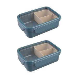 2pk Melii 3 Compartment Bento Lunch Box W/ Removable Insert Blue Mint 1.25l