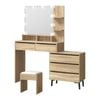 Oikiture Dressing Table Stool Set Makeup Mirror Cabinet Natural