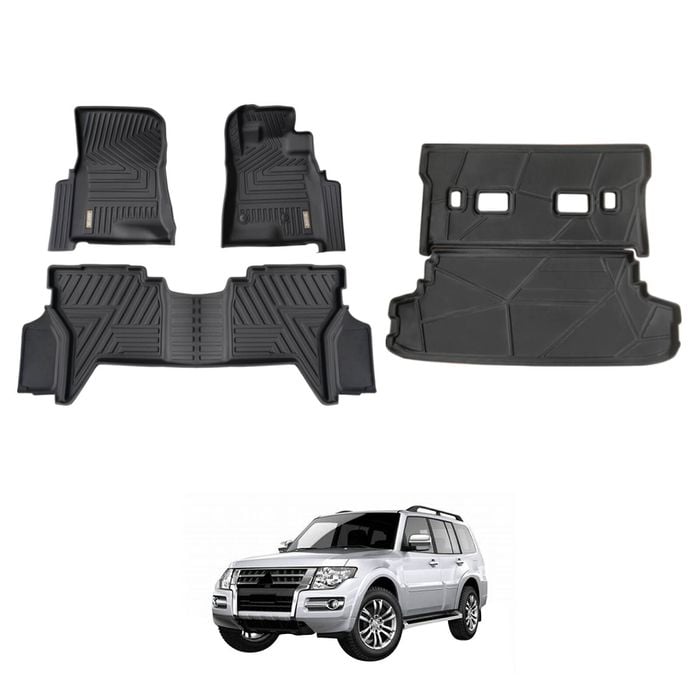 AUSGO Floor Mats & Boot Liner Set for Mitsubishi Pajero 2000-2021 Car Floor Liners Cargo Mat