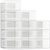 12 Pack Shoe Storage Box - Clear Stackable Organizer for Closet