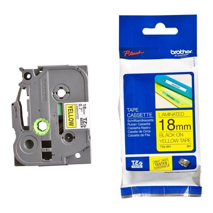 Brother TZE-FX641 - 18MM BLACK ON YELLOW FLEXIBLE TZ TAPE