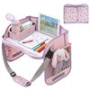 Keezi Kids Travel Tray Car Seat Lap Desk Portable Car Desk Organiser for Car & Airplane Pink