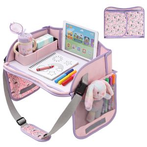 Keezi Kids Travel Tray Car Seat Lap Desk Portable Car Desk Organiser for Car & Airplane Pink