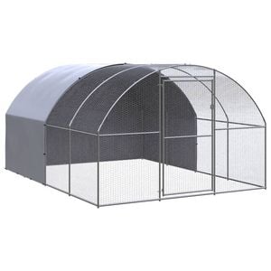 vidaXL Outdoor Chicken Coop Hen House Pet Cage Chicken Run Galvanised Steel 3x4x2 m