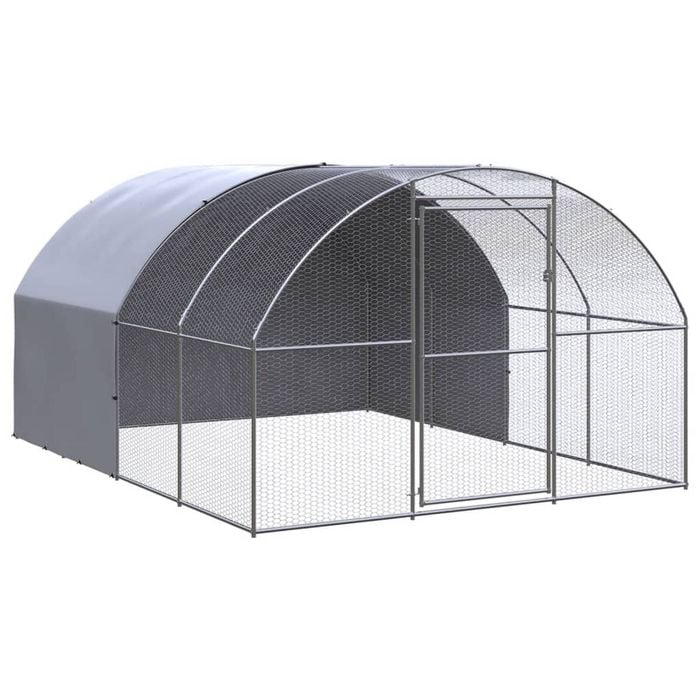 vidaXL Outdoor Chicken Coop Hen House Pet Cage Chicken Run Galvanised Steel 3x4x2 m