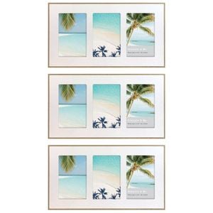 3PK Frankie & Me Wooden Radial Triple Picture Frame Home Decor 37.5cm White