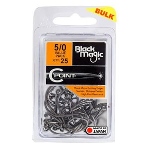 Black Magic C Point Fishing Hook Value Pack Bulk 5/0