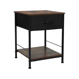 Levede Bedside Table Metal Drawer Storage for Bedroom Rustic Brown