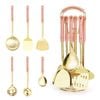 Catzon 7 Pcs Stainless Steel Kitchen Utensils for Cooking with Hanging Shelf-PinkB