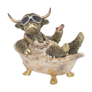 Gibson Gifts Cool Cow Bath Time Highland Figurine Bronze Polyresin