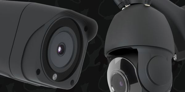 images of two security camera on a black background