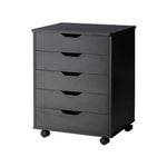 Costway 5-Drawer Wood Filing Cabinet Mobile Beside Table Home Office Black