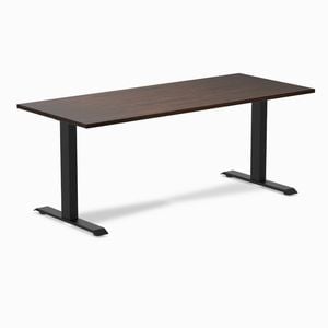 Desky Fixed Height Dark Walnut Rubberwood Desk 180x75cm Matte Black Leg