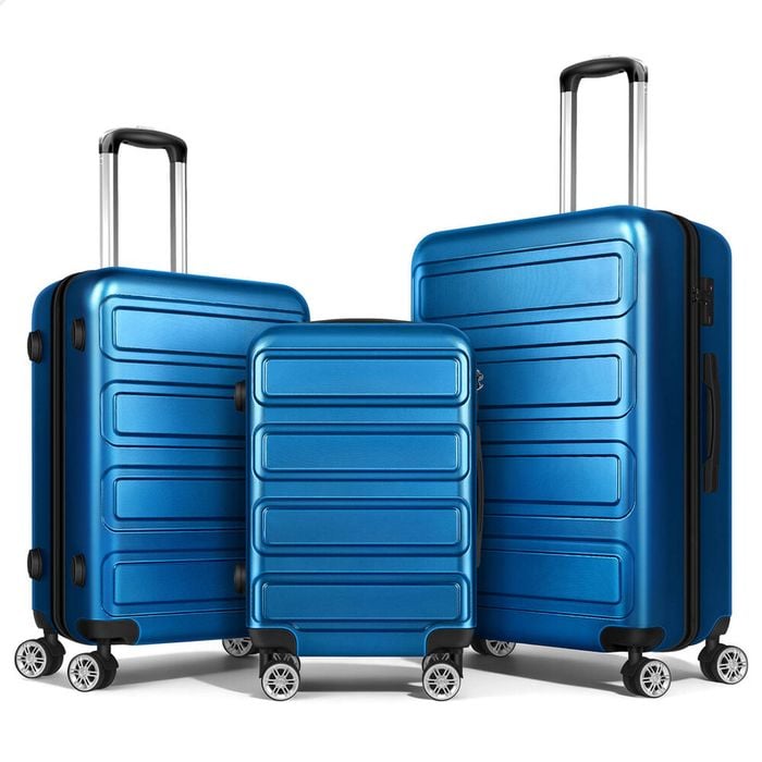 Alfordson Luggage 3pcs Set Suitcase Trolley Tsa Carry On Hard Case Blue