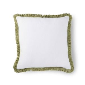 MadrasLink Vera Green Fringe Cushion